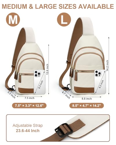 Image of Capolo Sling Bag for Women Men Waterproof Crossbody Bags for Women Trendy Casual Fanny Pack with Convertible Shoulder Strap Chest Bag for Travel Hiking(Beige, Large)