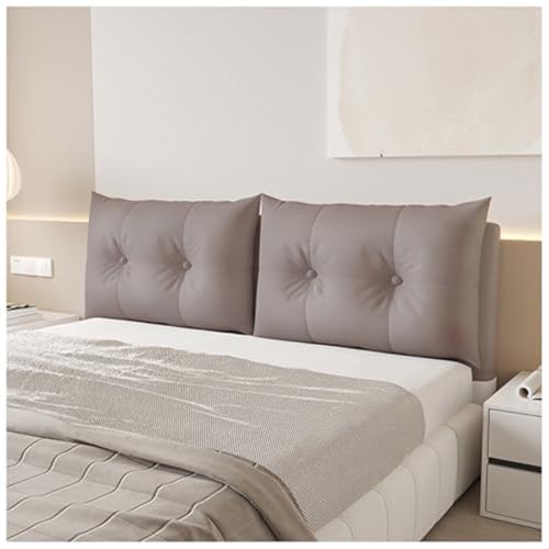 Funda de cabecera acolchada de piel sintética impermeable para cabecero de cama de metal, color gris, 160 x 60 x 15 cm, funda de cabecero de cama de metal con acolchado