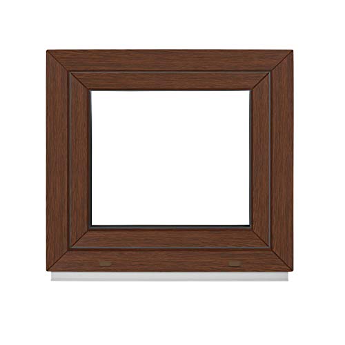 Komforta Ventana de madera de nogal para exterior/interior, todos los tamaños, plástico, 700 x 800 mm, 700 x 800 mm, PVC 70 x 80 cm, doble acristalamiento, DIN a la izquierda, inclinable, ventana de