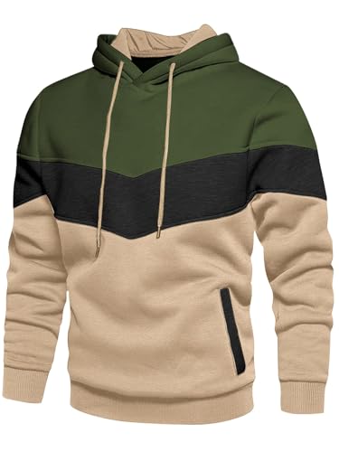 Men's Pullover Fleece Hoodie Sweatshirt Color Block Long Sleeve Novelty Casual Hoodies with Pockets2