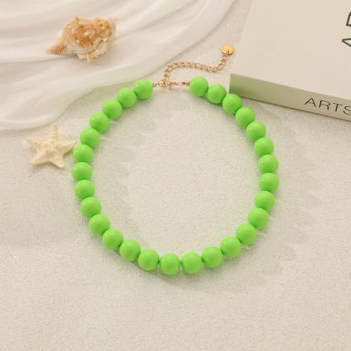 Lsljilidzsw Chunky Beaded Necklace for Women 16mm Colorful Boho Bead Choker Necklace Trendy Statement Handmade Acrylic Beads Summer Beach Jewelry by Lsljilidzsw - Used condition - Image 5
