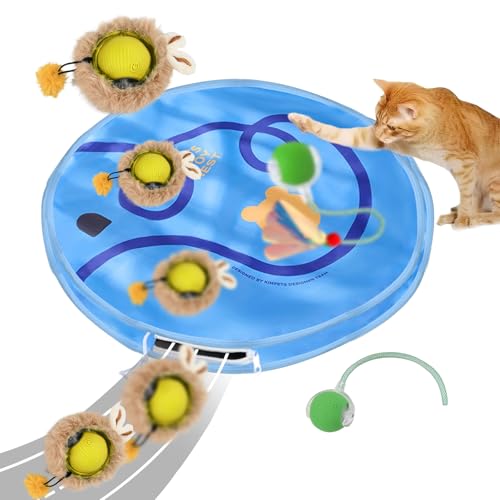 2 Pelotas Gatos Interactivas Automático con 1 Alfombra de Juego, Pelotas de Juguete Eléctricas Gatos de Interior, Bola de Juguete Interactivo de 360° Gatos Perros, Inteligente Pelotas de Mascotas (B)