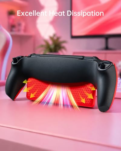 Image of UYIYE PlayStation Portal Case, Rubber Skin Cover for PS Portal Remote Player, Thin Fit Designed Protective Case with Comfortable Grip, Shockproof Scratch Resistant & Heat Dissipation Design-Red&Balck