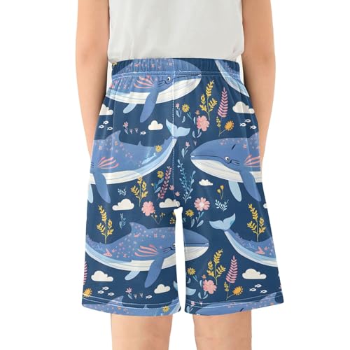 Whales Flowers and Plants Short Pajama Pants Bottoms Soft Sleepwear with Pockets2