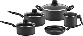 Jogo de Panelas Rochedo Robusta 5 Peças, Grafite, com Antiaderente Resist 3X, reforçado com Partículas Minerais, Alta Espessura, Base Limpa Fácil e Thermo-Sinal