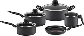 Jogo de Panelas Rochedo Robusta 5 Peças, Grafite, com Antiaderente Resist 3X, reforçado com Partículas Minerais, Alta Espessura, Base Limpa Fácil e Thermo-Sinal