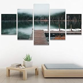 SIGNWIN 5 Panel Canvas Wall Art Calming Waters...