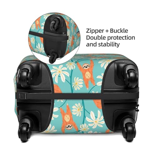 Cute Sloth On Floral Tree Print Luggage Cover For Suitcase,Washable Elastic Travel Suitcase Protector With Zipper Closure And Bottom Buckle – Fits 18-32" Luggage-X-Large2