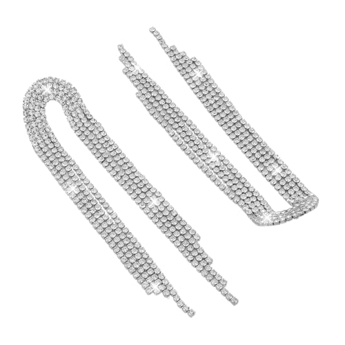 Shining Jewel crystal & Ad Silver Plated Fancy Western Style Cocktail Chandelier Long Earrings For Women (SJE_43_S)