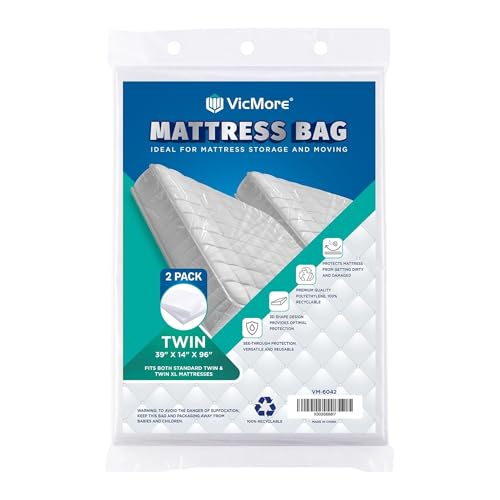 Bolsas de colchón de tamaño individual 3D funda de colchón de plástico transparente pack de 2 2