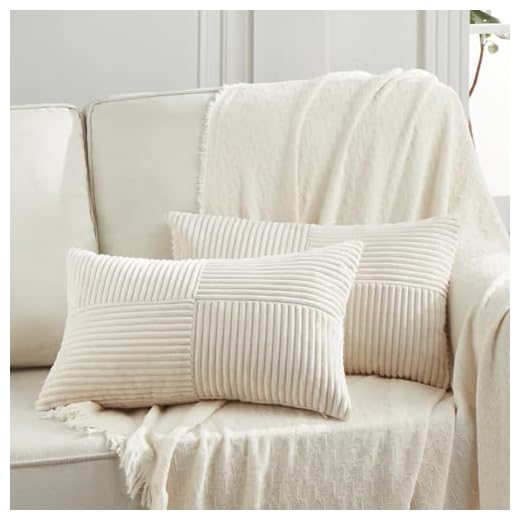 FDTERN 2er Set Creme Beige Kordsamt Kissenbezug 50x70 Weich Dekorative Kissenbezüge Kissenhülle Dekokissenbezug Sofakissen Dekokissen Boho Deko für Sofa Schlafzimmer Wohnzimmer Bett