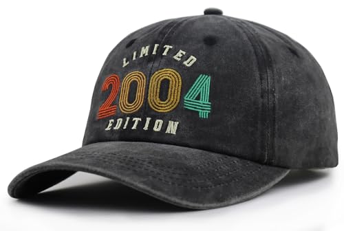 Image of KKMKSHHG 22st Birthday Decorations for Him Her, 22st Birthday Hat for Men Women Son, Gifts for 22 Year Old Male Female, Limited 2004 Edition Baseball Cap Black