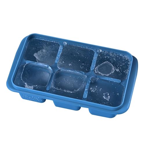 Tazón De De Hielo - Silicona De Forma De Cubito De Hielo | De Hielo, Cubitos De Hielo Cuadrados Con 6 Huecos, Cubitos De Hielo Sin Estampado, Electrodoméstico De Cocina Segura De Comida Pa