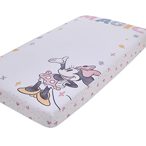 Image of Disney Minnie Mouse Pink, White and Gold You are Made of Magic Lovely Little Lady Nursery Photo Op Fitted Crib Sheet