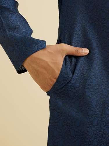 Image of Manyavar Men's Blended Viscose Self Design Kurta Set (2pcs)
