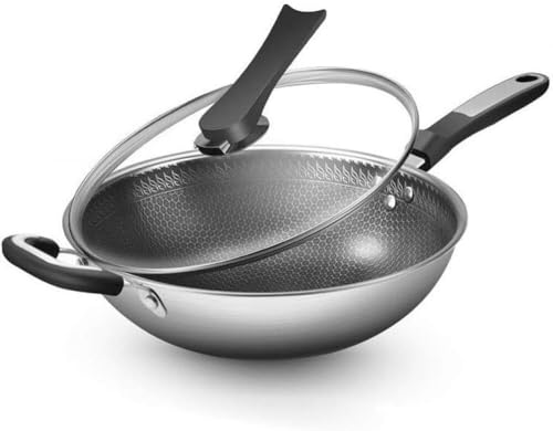 Wok de acero inoxidable anticadherente 34 cm