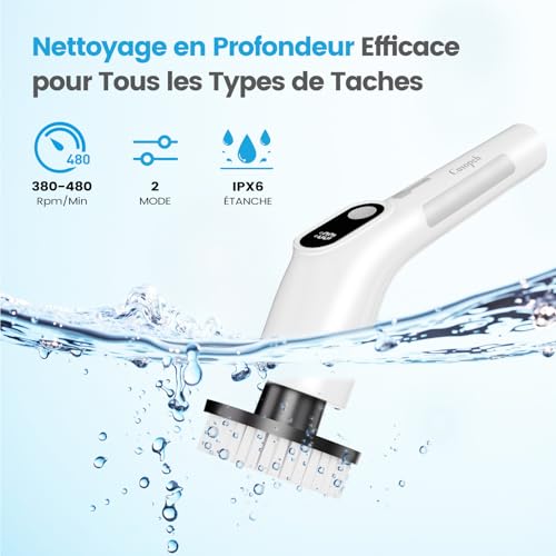 Image of Rotating Electric Cleaning Brush with 8 Interchangeable Heads, Rechargeable Bathroom Cleaning Brush, 2 Adjustable Speeds for Bathroom, Kitchen, Tiles and Floors