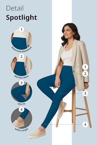 Image of Women's Cotton Lycra Ankle Length Leggings | Regular Rise, Soft 4 Way Stretch Fabric | Casual & Ethnic Wear