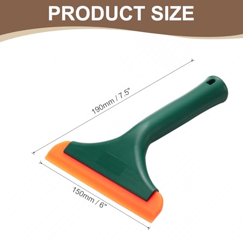 Image of HARFINGTON 3pcs Squeegee 6 Inch Length Auto Water Blade Shower Squeegee with Non-Slip Handle for Windshield Window Cleaner Glass Door, Deep Green