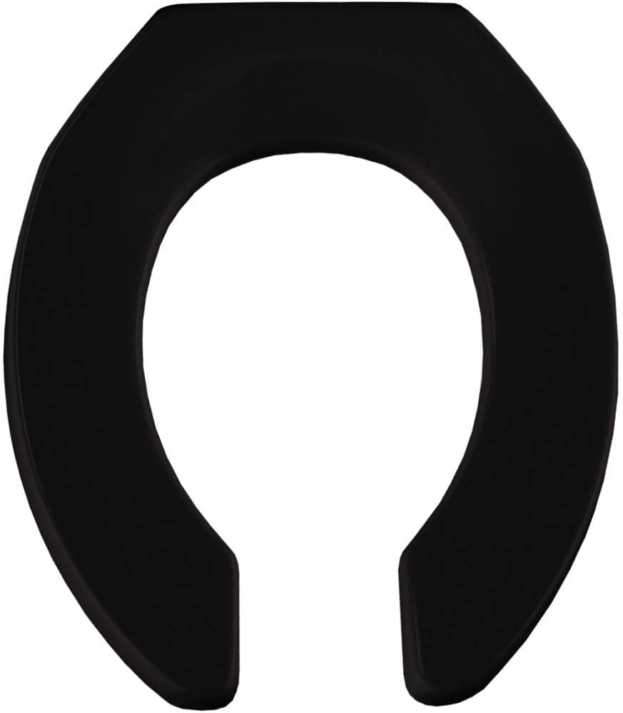 BEMIS 955SSCT 047 Commercial Heavy Duty Open Front Toilet Seat without Cover will Never Loosen & Reduce Call-backs, Round, Plastic, Black