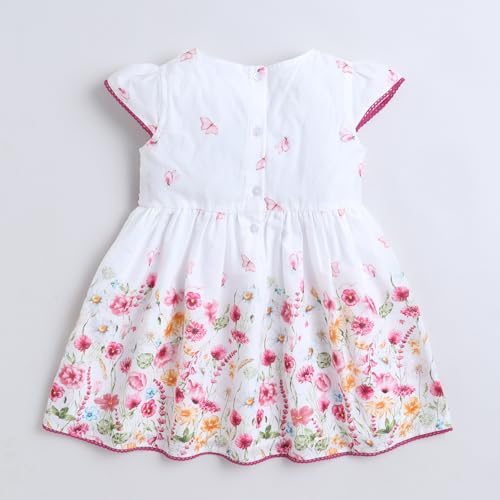 Image of Mama&Bebe Summer Dress for Girls with Cotton Soft Lining | Printed Fit & Flare Kids Outfit with Cute Bow Detail | Comfortable Breathable Party & Outing Dress for Toddlers and Little Girls