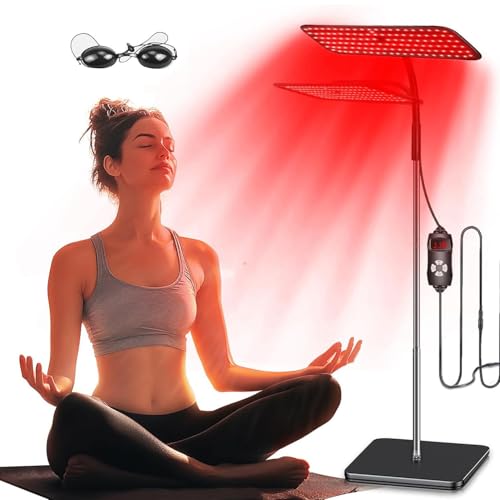 Panel De Luz Roja Con Soporte,Lámparas De Terapia De Luz Infrarroja Cercana De 660 Nm Y 850 Nm Para Aliviar El Dolor Corporal Y Cuidar La Piel, Mejora La Calidad Del Sueño,3 Modos,Ajuste De Altura.