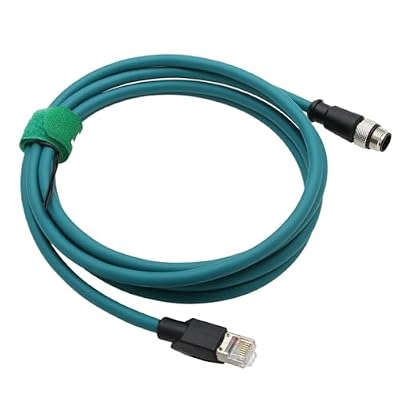 Ethernet CAT5e Cable M12 4 Pin D-Code to RJ45 for Keyence IV2, Datalogic 210N, Sick Omron Vision Sensor Barcode Reader Scanner Profinet Network Switches Control Power 2m