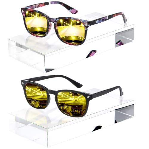 Image of Night Night Glasses Polarized for Women Men (2 Pack) | Nighttime Vision Glasses with Yellow Lens Anti Glare