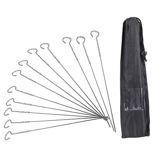 Brochetas de Barbacoa 14in de Acero Inoxidable 430, Palillos para Parrilla Resistentes y Seguros - Diseño Antideslizante y Ergonómico, Ideal para Camping y Cocina Familiar