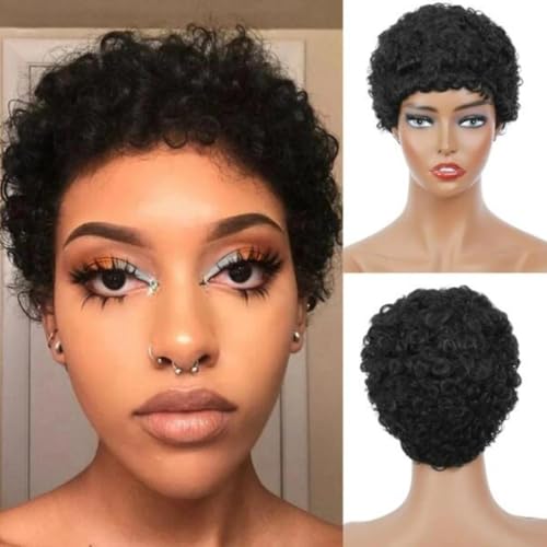 Perruque courte bouclée Pixie cheveux humains pour coiffure rapide - 6