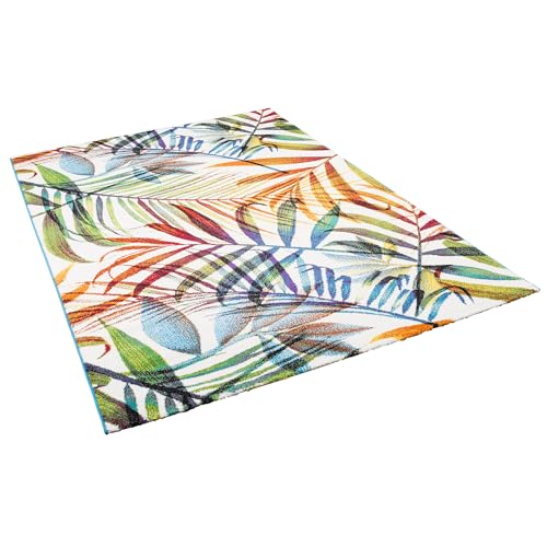 Tapis branchage multicolore Pergamon Faro au design tropical moderne unique