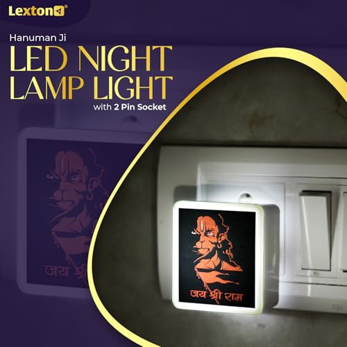 Image of Lexton Hanuman Ji Fancy LED Night Lamp Light with 2 Pin Socket for Spiritual Ambiance, 0.5 Watt, 230v (Warm White, Pack of 1)