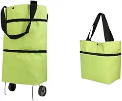 Sacola de Compras Dobrável com Rodas | 2 em 1 Carrinho Portátil para Mercado e Viagens | Nylon e Plástico | Capacidade 10kg, 47x28x18cm