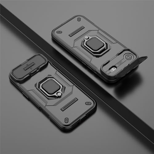 Image of SHINESTAR Tough Armor iPhone 17 Air Bumper Back Case Cover | Ring Holder & Sliding Camera Shield Cover | 360 Degree Protection Back Case Cover for iPhone 17 Air (Black)