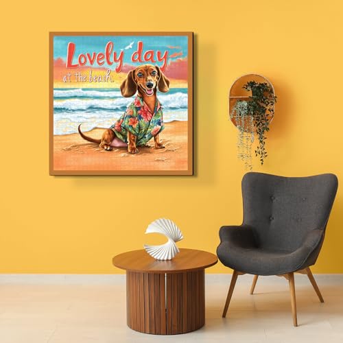 Rompecabezas de Perro Dachshund en la Playa para Adultos, 1000 Piezas, Divertido Rompecabezas de Animal Marítimo con Cachorro Sonriente, Arte para Pared miniatura 3