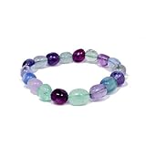 Fluorite Gemstone Bead Stretch Bracelet 7 " Length, #8176