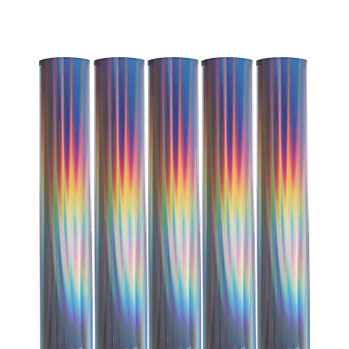 HOHOFILM Holographic Laser Adhesivo Permanente de vinilo, 5 hojas, 20,3 x 30,5 cm, con cinta de transferencia para trazador de corte
