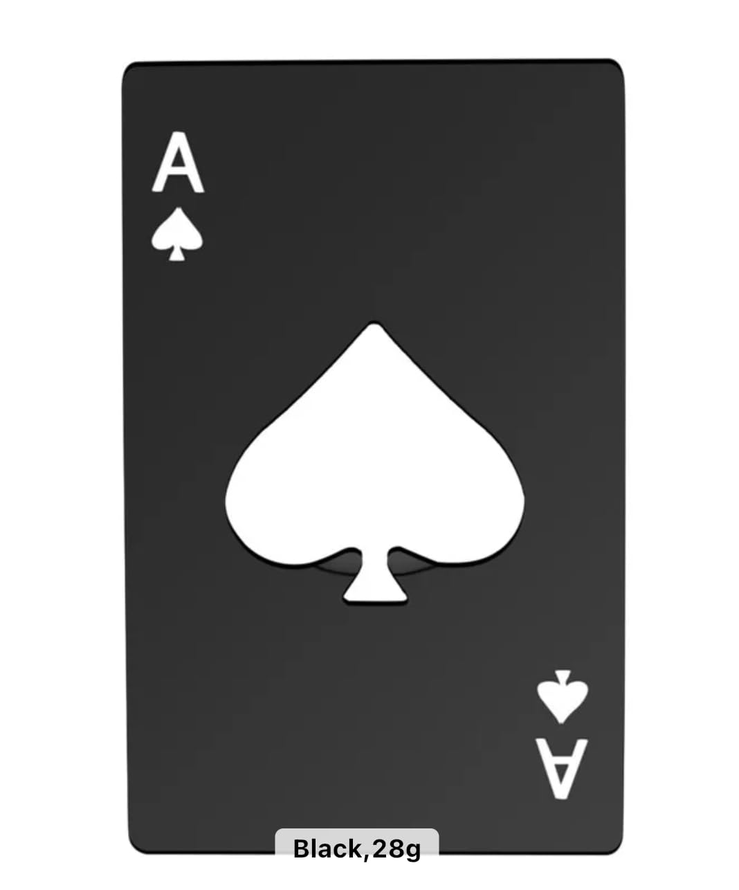 Poker Card Beer Bottle Opener, Stainless Steel Credit Card Size Ace Of Spade Shape (Black)