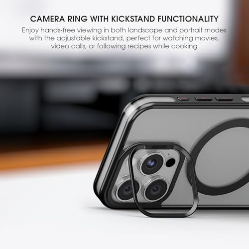 Image of GRIPP Matrix Case Compatible with Mag-Safe for iPhone 16 Pro Max | Military Grade 12ft Drop-Tested with D30 Technology, Transparent Back, Camera Ring Kickstand Function, Shockproof Back Cover - Black