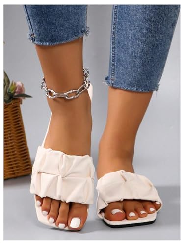 Image of GORGLITTER Women's Summer Cute Flat Sandals Dress Slide Sandals Square Toe Wedding Shoes Vacation Trendy Sandals 2026