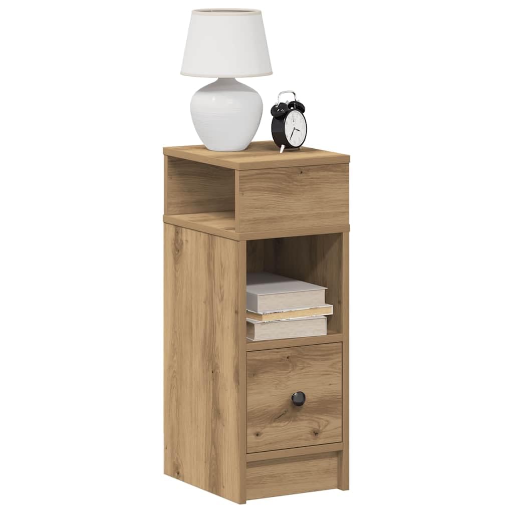 SXZenSpace 858631 Bedside Cabinets 2 pcs with Drawer Artisan Oak 25x31x66 cm Tables Drawers Cabinet Side End Table Nightstand Storage Organizer Home Stand for Bedroom