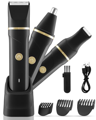 Afeitadora Corporal Masculina, 3 en 1 Depiladora Corporal Hombre para Barba, Axilas, Pechoy Piernas, Recargable Maquina de Afeitar Hombre, Con Base de Recarga USB, Impermeable IPX7