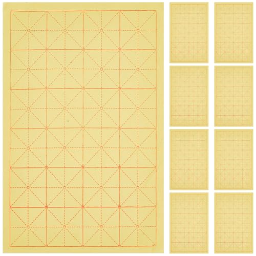 WEBEEDY 100 Sheets Chinese Calligraphy Brush Ink Writing Grid Sumi Paper Chinese Brush Ink Xuan Paper Perfect for Beginners for Writing and Painting(24Grids,5.5cm/Grid,50 Sheets/Bag)