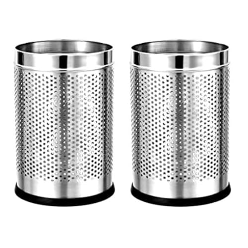 Image of PackPro Stainless Steel 18 Litre Open Perforated Dustbin Without Lid | Pack of 2 Steel Dustbin For Home, Bedroom, Rooms, Office, Indoor, Outdoor Kitchen, Washroom, Bathroom