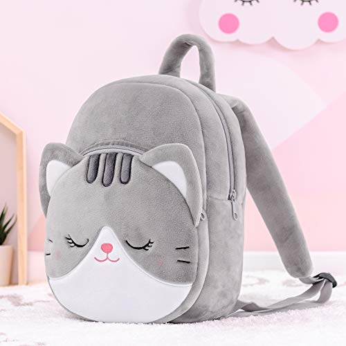 Lazada Cat Toddler Backpack Plush Backpack Toddler Girls Backpack Cat Animal Kids Backpacks for Girls Kitty Plush Backpack for Baby Girls Gray 11-inch3