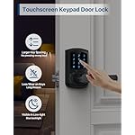 Keyless Entry Door Lock with Keypad and Handle for Front Doors, Touchscreen, Anti-peep Password, Auto-Locking, Matte Black - Image 3