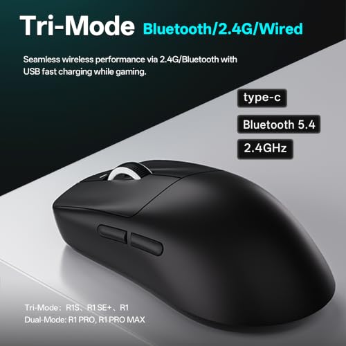 Image of ATK VXE Dragonfly R1 Series Wireless Gaming Mouse - Ultra-Lightweight (48-55 g), PixArt PAW3395 /3395 SE Sensor, Adjustable DPI up to 26,000 (R1, White)
