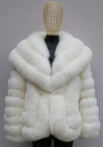 Women's Genuine Fox Fur Coat Thick Warm Fur Jacket Long Sleeve4