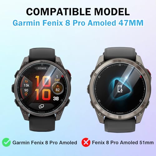 Image of 4 Pack Compatible for Garmin Fenix 8 Pro 47mm Screen Protector, HD Clear 9H Tempered Glass Protective Film for Fenix 8 Pro Amoled 47mm Watch Screen Protector, Anti-scratch & Sensitive Touch