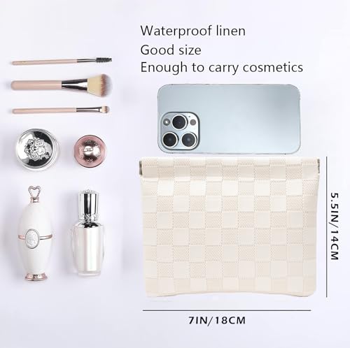 Leather Pocket Cosmetic Bag for Purse,Coin Purse Lipstick Cosmetic Accessories Organizer, Travel Kit Storage Pouch,Waterproof Portable No Zipper Self-closing Small Makeup Pouch for Women2